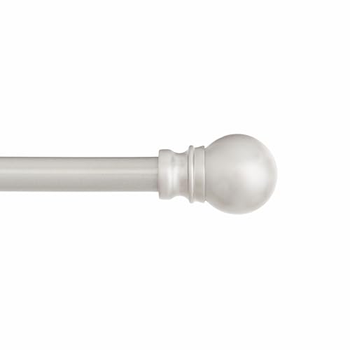 Kenney KN55971 Davenport Ball End Petite Café Decorative Window Curtain Rod, 48-86" Adjustable Length, Brushed Nickel Finish, 1/2" Diameter Steel Tube - color: Brushed Nickel, size: 48-86", style: Curtain Rod