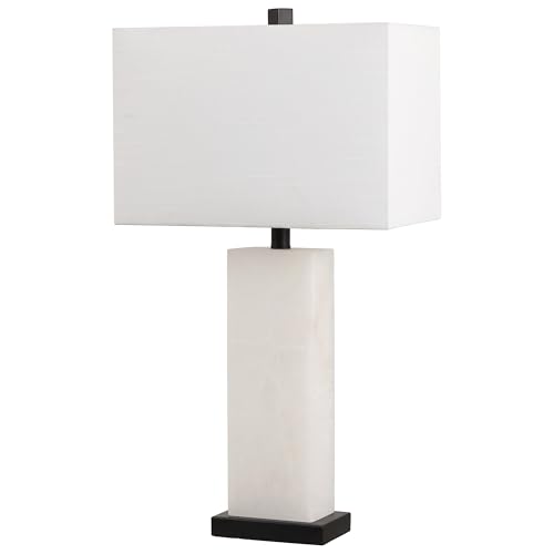 JONATHAN Y Tiggie 27" Alabaster Table Lamp, White Alabaster/Black - color: White Alabaster/Black