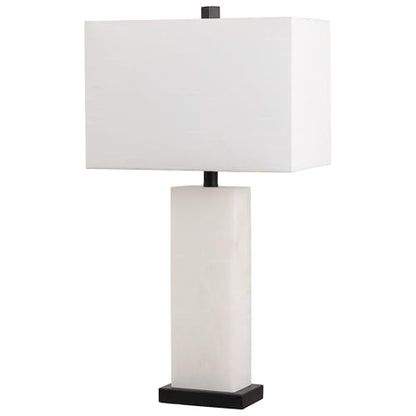 JONATHAN Y Tiggie 27" Alabaster Table Lamp, White Alabaster/Black - color: White Alabaster/Black