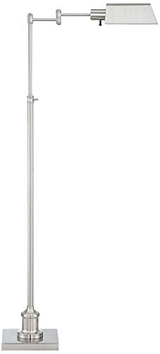 Jenson Brushed Nickel Adjustable Swing Arm Pharmacy 54" Tall Floor Lamp - color: Silver Brushed Nickel