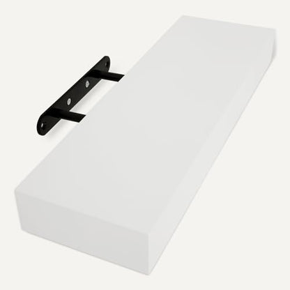 Amazon Basics Wood Floating Wall Shelves, 3-Pack, White, 15.8" x 5" x 1.8" - color: White