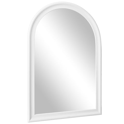 Tanmicoshomy 24x 36 Inch Arched White Bathroom Wall Mirror - color: White, size: 36"L x 24"W