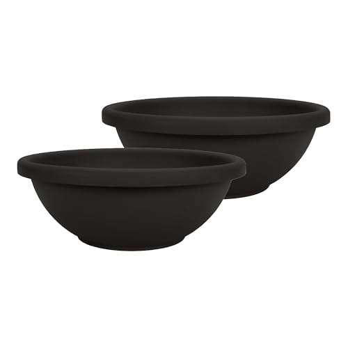 The HC Companies Garden Bowl Shallow Garden Bowl, 24 Inch, Black, 2-Pack - color: Black, size: 24", style: Pack of 2