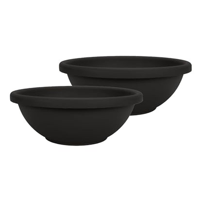 The HC Companies Garden Bowl Shallow Garden Bowl, 24 Inch, Black, 2-Pack - color: Black, size: 24", style: Pack of 2