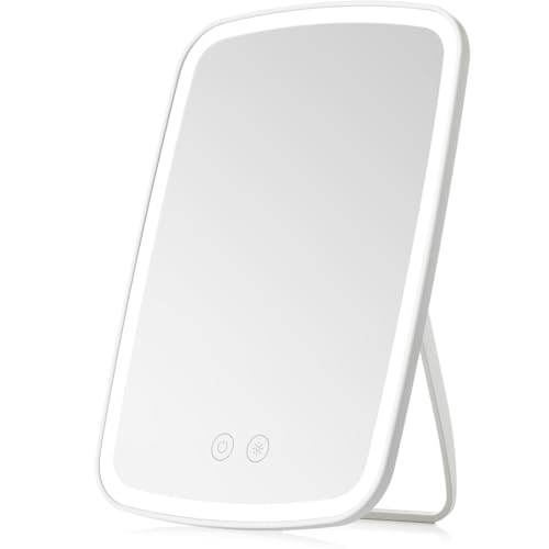 NEZZOE Portable Lighted Makeup Mirror, 1500mAh Battery, 9"x6" - color: 9.4"x6.6" White