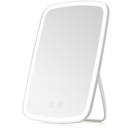 NEZZOE Portable Lighted Makeup Mirror, 1500mAh Battery, 9"x6" - color: 9.4"x6.6" White