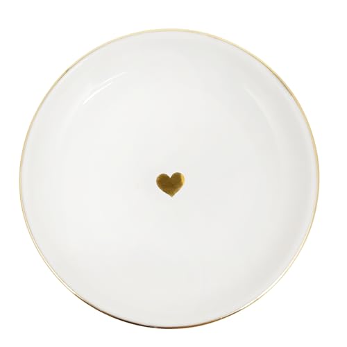 Sweet Water Decor Gold Heart Jewelry Dish Tray - Elegant Ceramic Ring Dish for Home Decor, Bridal Parties, Jewelry Storage, Rings, and Earrings Organizer - style: Gold Heart