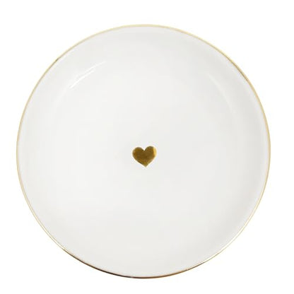 Sweet Water Decor Gold Heart Jewelry Dish Tray - Elegant Ceramic Ring Dish for Home Decor, Bridal Parties, Jewelry Storage, Rings, and Earrings Organizer - style: Gold Heart