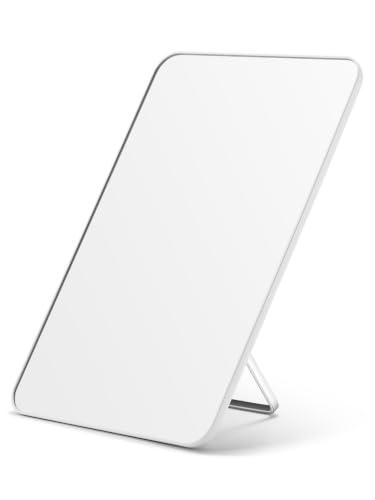 OMIRO 10 x 7 in Desk Makeup Mirror with Stand and Hanging Hole, White - color: White, size: 10"L x 7"W