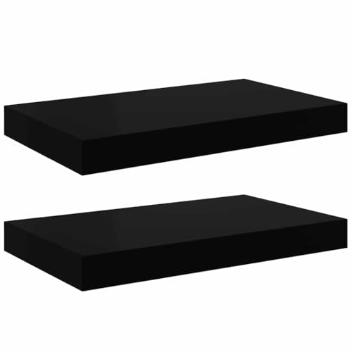 2-Pack Black Floating Shelves 15.7"x9.1", MDF Honeycomb 11 lbs, Mount Hardware, Living Room Bedroom Office - color: Black, size: 15.7 x 9.1 in