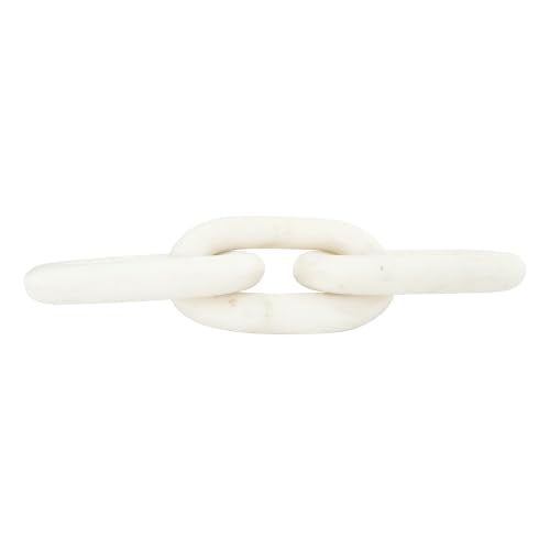 Bloomingville 13" L Decorative Marble Chain Link Figurine - color: White