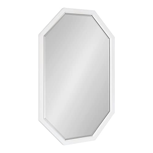 Kate and Laurel Hogan Farmhouse Octagon Wall Mirror; 24 x 36; Rustic White; Geometric Coastal Wall Decor - color: White, size: 36"L x 24"W