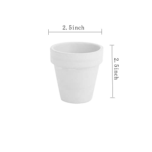 FCFKUK 24pcs Small Mini Clay Pots, 2.5'' Terracotta Pot Clay Ceramic Pottery Planter, Cactus Flower Terra Cotta Pots, Succulents Nursery Pots, with Drainage Hole, for Indoor/Outdoor - color: White