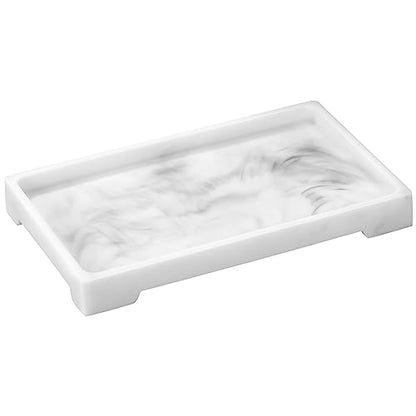 Luxspire Marble Tray for Soap Dispenser Perfume Jewelry, M, Marble White - color: B - White Marble, style: Medium