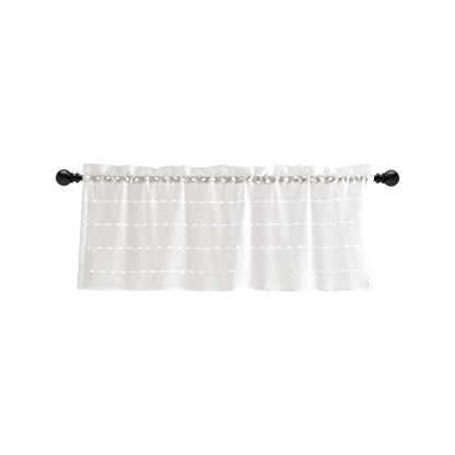 Lush Decor Farmhouse Textured Sheer Window Curtain Valance, 52"W x18"L, White - color: White