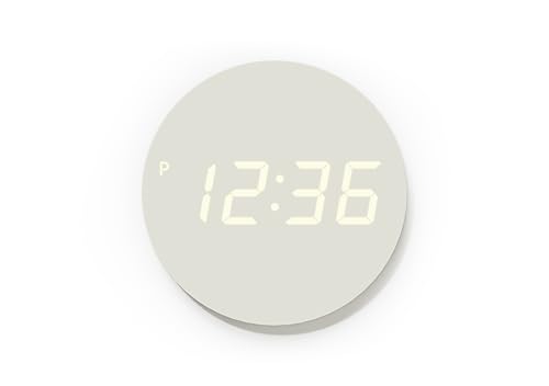mooas Crayon Mini Digital LED Wall Clock, Nightlight (Cream) | 8" Desk/Wall Clock, 12/24H Silent Modern Nightlight Clock for Home Decor Livingroom Bedroom Kitchen - color: Cream