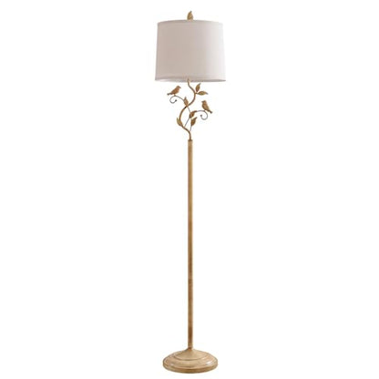 63" Farmhouse Floor Lamp for Living Room Bedroom with Iron Bird Leaf - color: Earth Yellow