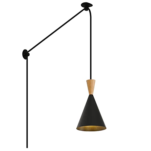 Modern Plug in Pendant Light Kitchen, Adjustable Hanging Lamp, Matte Black - color: Matte Black