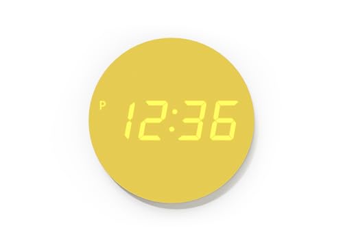 mooas Crayon Mini Digital LED Wall Clock, Nightlight (Neon Yellow) | 8" Desk/Wall Clock, 12/24H Silent Modern Nightlight Clock for Home Decor Livingroom Bedroom Kitchen - color: Neon Yellow