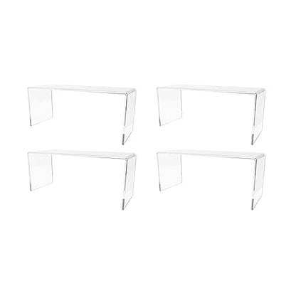 Marketing Holders 4 Pack Acrylic Riser Display Stand Platform Clear 12" x 4.5" Rectangular Tabletop Showcase Pedestal for Collectible Merchandise Figures and Figurines - size: 12"W x 5"H