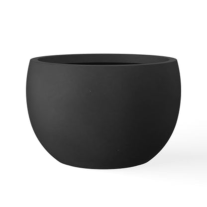 Kante Large Round Bowl Black Concrete Planter 20" Dia, Outdoor - color: Black, size: 19.9" d