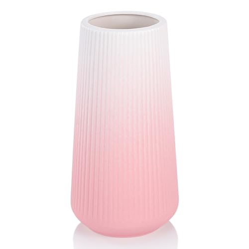 Gradient Pink Ceramic Vase, GUKJOB Cute Flower Vase for Pampas Grass, Home, Living Room, Dining Table, Farmhouse, Office Decor, Bedroom, Table, and Kitchen Shelf (XL Gradient Pink) - color: XL Gradient Pink - 1pc