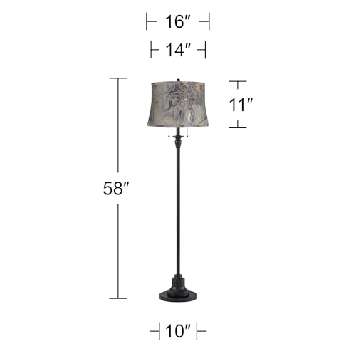 Dyna 58" Tall Black and Gray Swirl 2-Light Floor Lamp Living Room