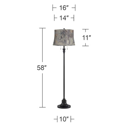 Dyna 58" Tall Black and Gray Swirl 2-Light Floor Lamp Living Room