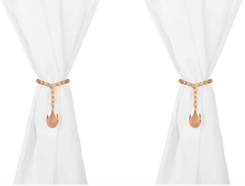 SUQ I OME Luxury Crystal Beaded Magnetic Curtain Tieback, Golden Champagne - color: Golden Champagne