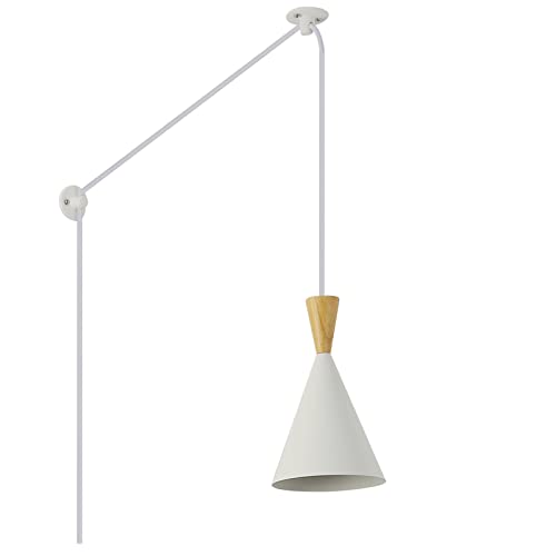Modern Plug in Pendant Light Kitchen, Adjustable Hanging Lamp, Matte White - color: Matte White