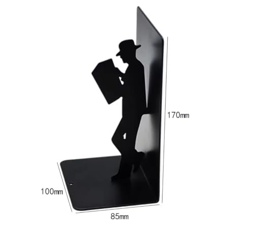 Luxury Heavy Duty Metal Bookends (Set of 2) – Decorative Black Book Ends for Shelves – Non-Slip Book Holders for Home Office, Desk & Bookshelves