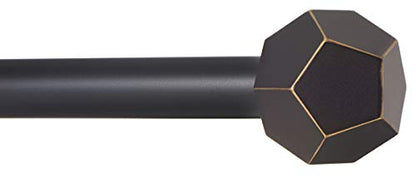 Ivilon Drapery Treatment Window Curtain Rod - Faceted Hexagonal 1 inch Pole. 48 to 86 Inch. Antique Black - color: Antique Black, size: 48" to 86"