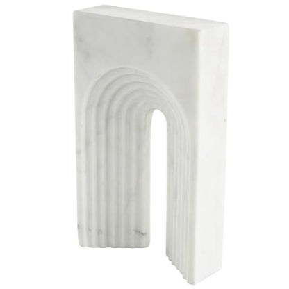 Deco 79 Marble Geometric Decorative Sculpture Rectangular Home Decor Statue with Arched Groove Interior, Accent Figurine 7" x 2" x 11", White