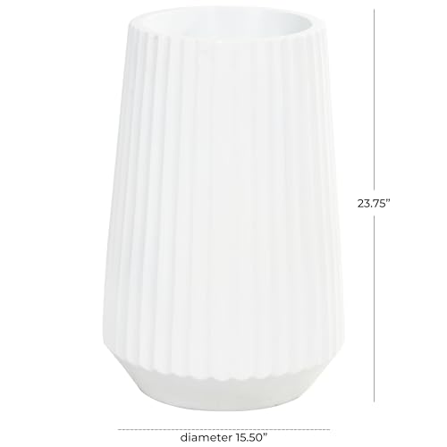 Deco 79 Resin Decorative Vase Large Ribbed Floor Centerpiece Vase, Flower Vase for Home Decoration 16" x 16" x 24", White