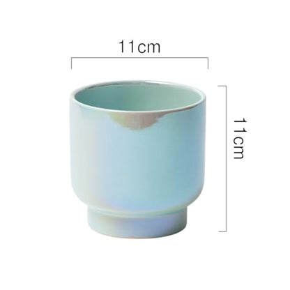 Teal Ceramic Plant Pots - Succulent Flower Small Planter, Pot for Indoor Outdoor Garden Plants with Drainage Holes - Plants Not Included 4.33 X4.33 Inch - color: Teal