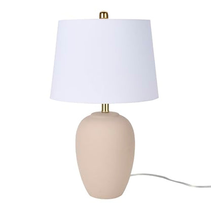 Nourison Home 23" Light Pink Ceramic Jar Table Lamp for Bedroom, Living Room, Dining Office, with White Shade (Pack of 1) - color: Blush Pink, size: 1 Lamp - Drum Shade