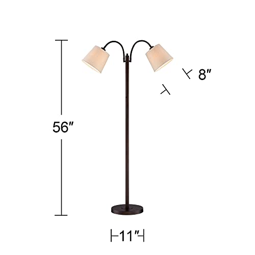 Regency Hill Seneca 56" Tall Bronze Twin Arm Gooseneck Floor Lamp