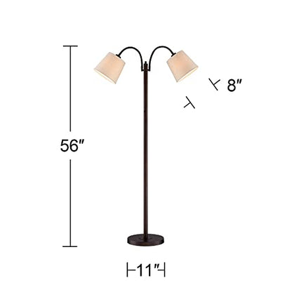 Regency Hill Seneca 56" Tall Bronze Twin Arm Gooseneck Floor Lamp
