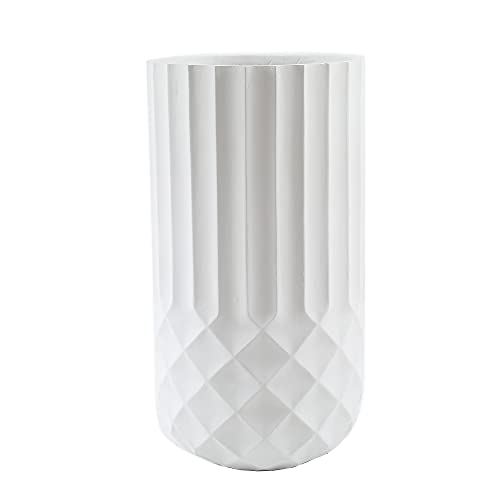 LuxenHome Planter for Outdoor Indoor Plants 25" H White Tall MgO Plant Pots - color: White 25"