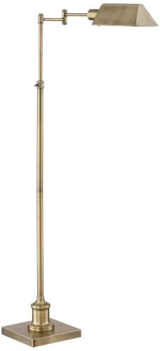 Jenson Adjustable Height Brass Swing Arm Pharmacy 54" Tall Floor Lamp - color: Brass
