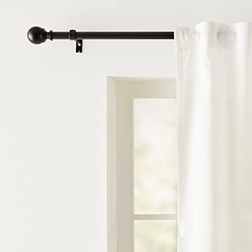 Amazon Basics Adjustable Curtain Rod for Windows with Round Finials, 1-Inch Rod, 36" to 72", Black, 1-Pack - color: Black, size: 36" to 72"