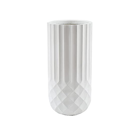 LuxenHome 19" White Tall Planter with Drainage, Modern Outdoor Plant Pot - color: White 19"