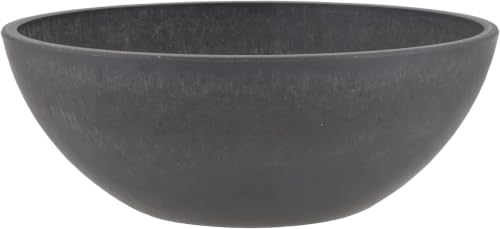 PSW PotCollection M30DC Plastic/Stone/WoodComposite Low BowlPlanter,No Drainage Hole(Drillable), Shallow Indoor/Outer Pot for Succulents,Bonsai,Fairy Gardens,Herbs,Dark Charcoal, 12 Inch (Pack of 12) - color: Dark Charcoal, size: 12 Inch (Pack of 12)