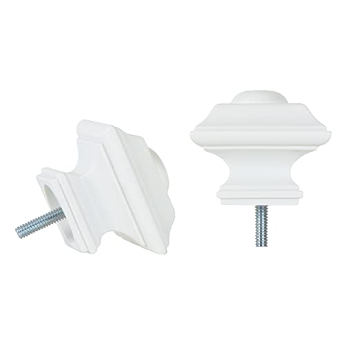 Ivilon Square Finials for Curtain Rods of 1 and 1-1/8 Inch Diameter Color Ivory - color: Ivory