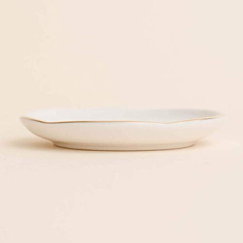 Sweet Water Decor Ring Jewelry Dish Tray | Great for Her Engagement Engaged Ring Dish Holder Bride Ring Holder Gold Ceramic Trinket Tray Wedding Accessories - style: Ring