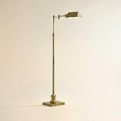 Jenson Adjustable Height Brass Swing Arm Pharmacy 54" Tall Floor Lamp - color: Brass