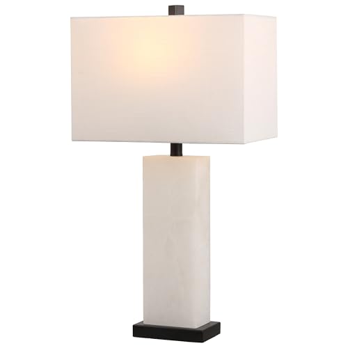 JONATHAN Y Tiggie 27" Alabaster Table Lamp, White Alabaster/Black - color: White Alabaster/Black