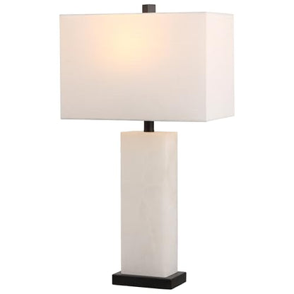 JONATHAN Y Tiggie 27" Alabaster Table Lamp, White Alabaster/Black - color: White Alabaster/Black