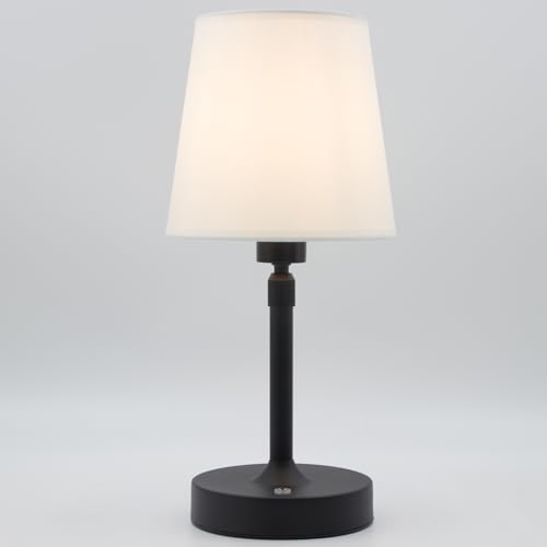 Cordless Table Lamp Rechargeable Touch Black Mini Small Lamp Adjustable Height 5200mAh Battery Operated with Stepless Dimming Function for Bedroom Nightstand Bathroom Kitchen Counter Home Decoration - color: White - Black