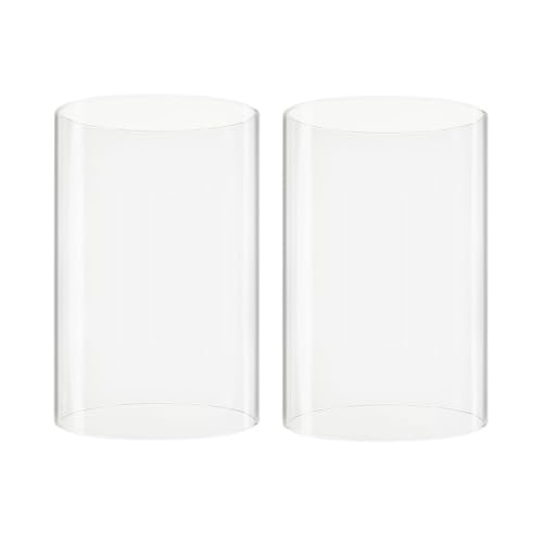 CYS EXCEL 2 PCS (H:6" D:4") Open Ended Clear Glass Hurricane Candleholder Tube Lamp Shade Open Flame Candlestick Holder Chimney Tube Cover Bottomless Cylinder - size: 4" wide x 6" tall